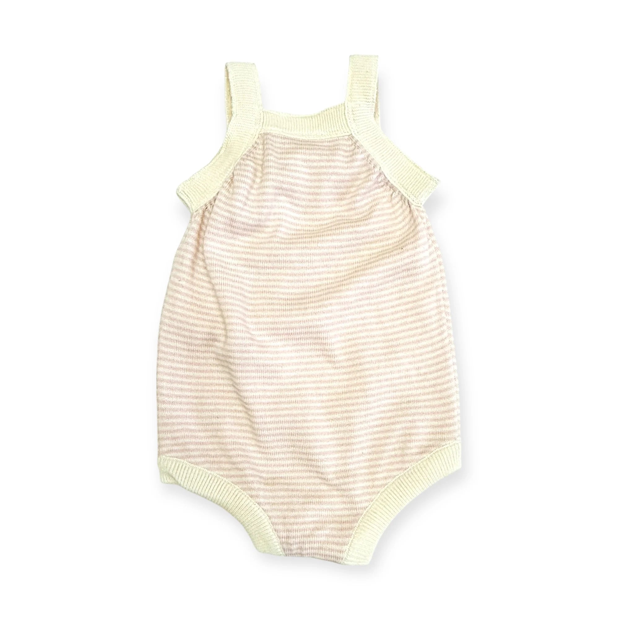 Strawberry Embroidered Knit Baby Ruffle Romper (Organic Cotton)