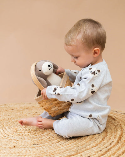 Frenchie Puppy Jacquard Knit Baby Raglan Pullover Sweater & Pant Set - Twinkle Twinkle Little One