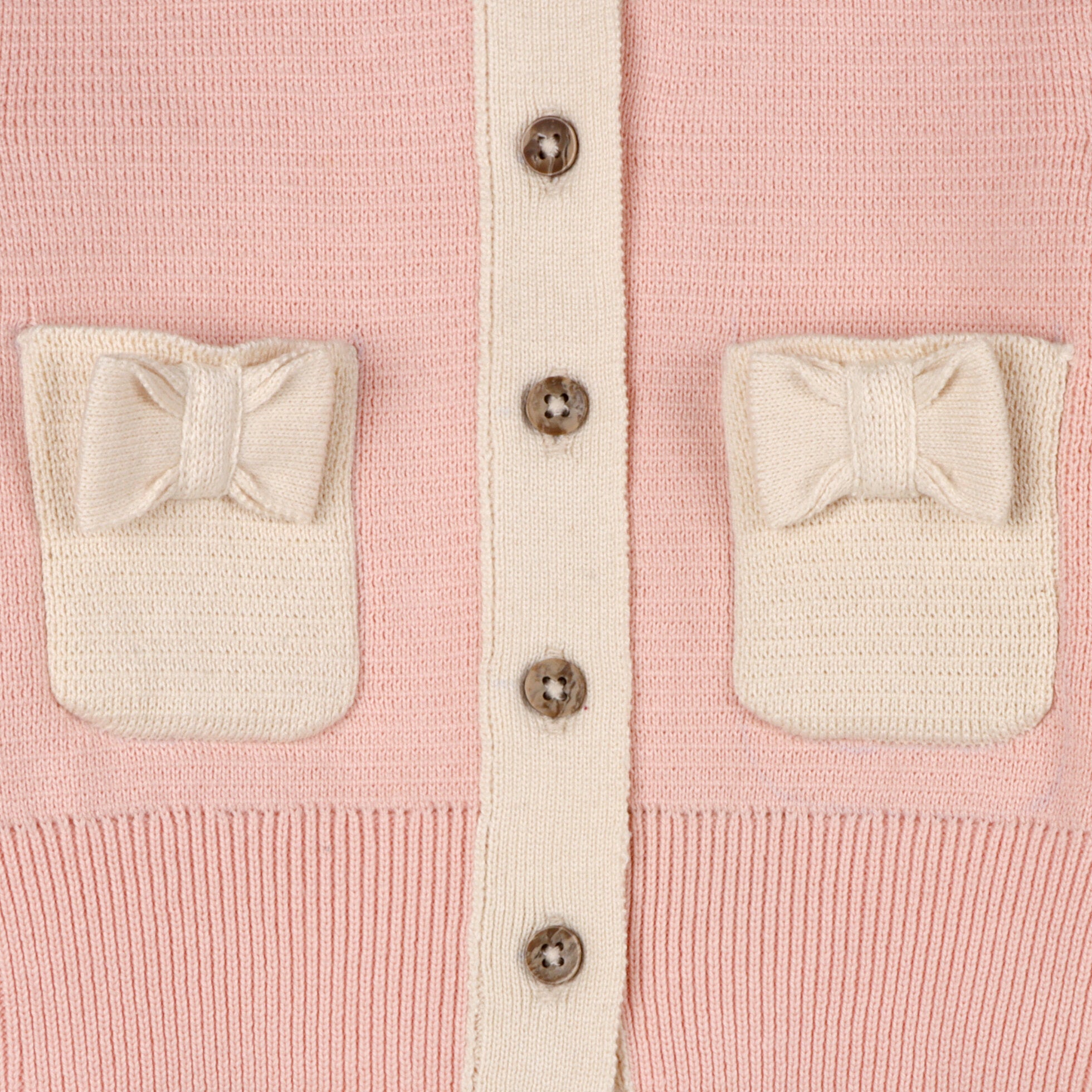Lily Bow Pockets Sweater Knit Baby Cardigan & Pant Set - Rosewood Pink & Natural - Twinkle Twinkle Little One