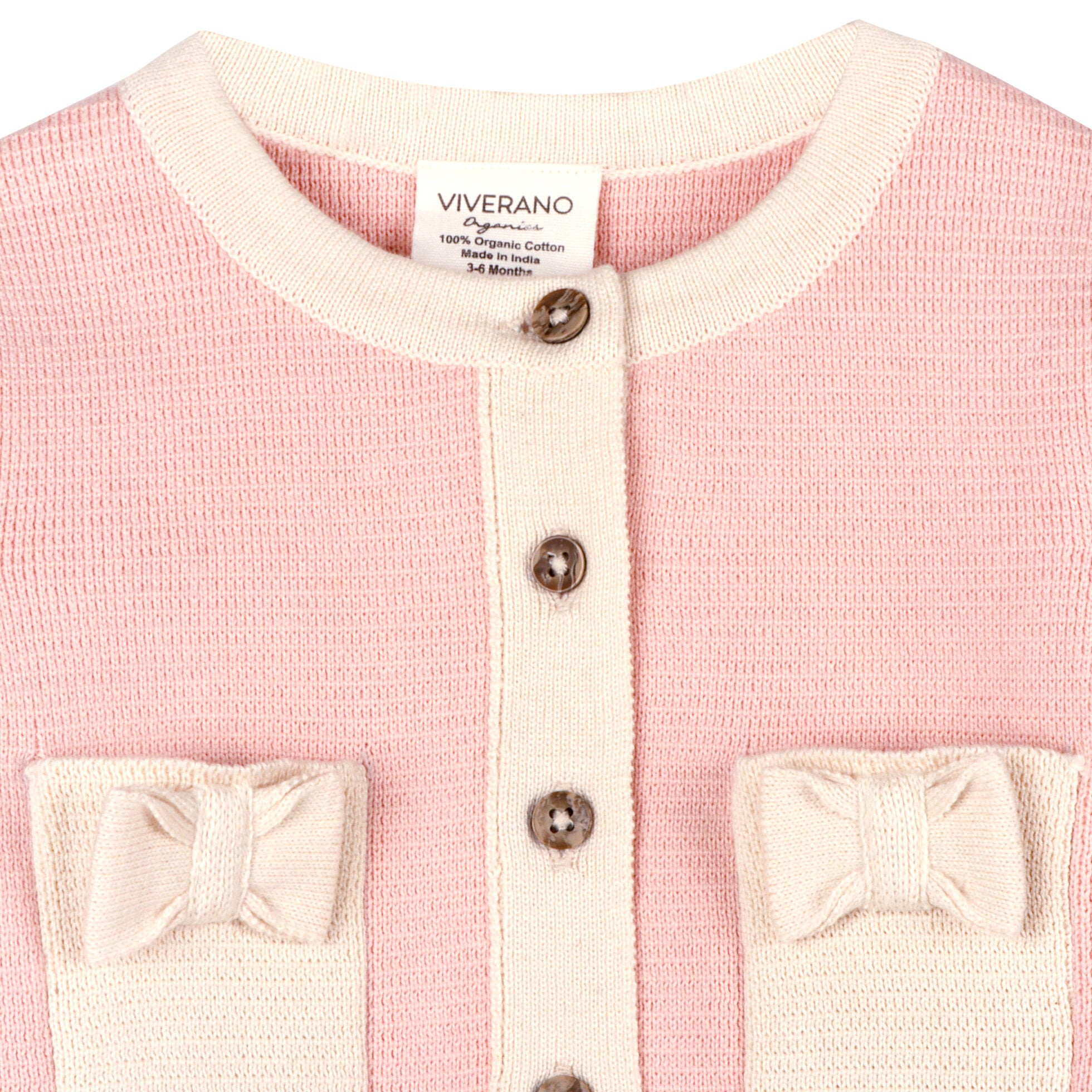 Lily Bow Pockets Sweater Knit Baby Cardigan & Pant Set - Rosewood Pink & Natural - Twinkle Twinkle Little One