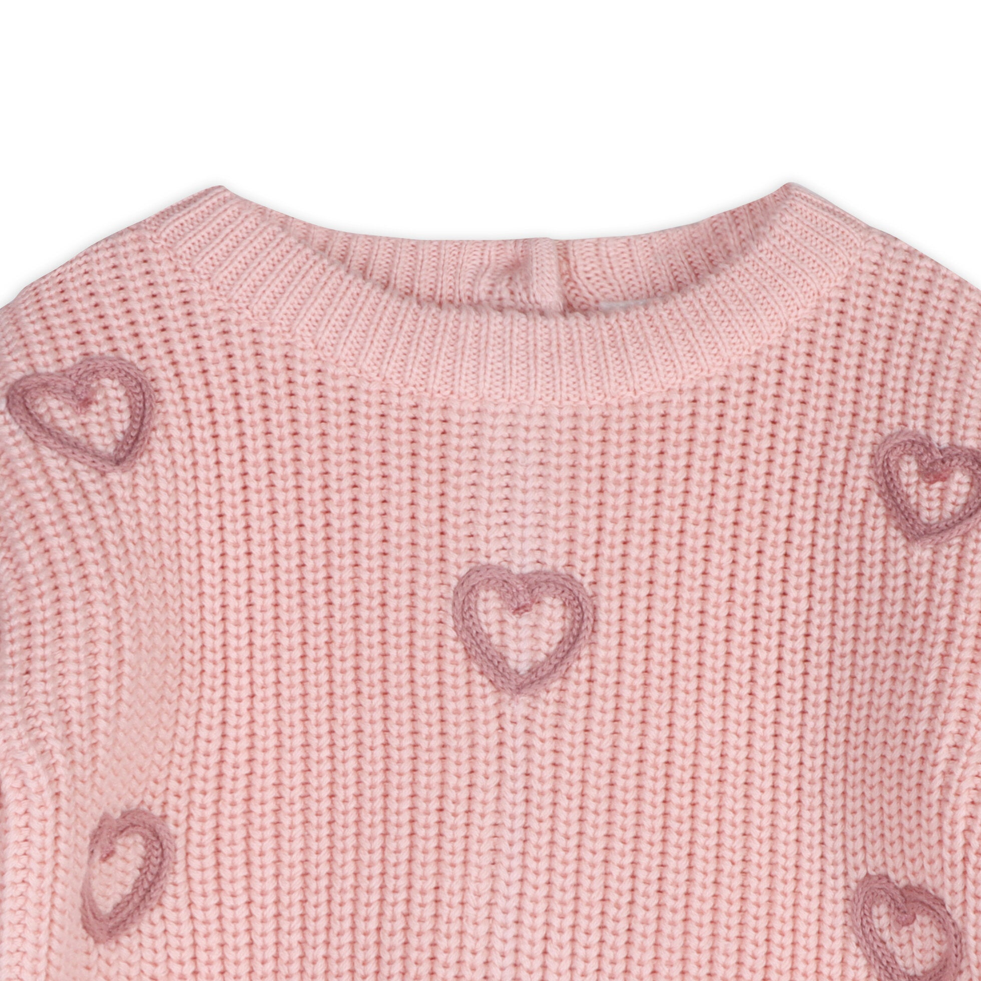 Hearts Embroidered Slouchy Sweater Knit Baby Pullover & Pant Set - Rosewood Pink - Twinkle Twinkle Little One