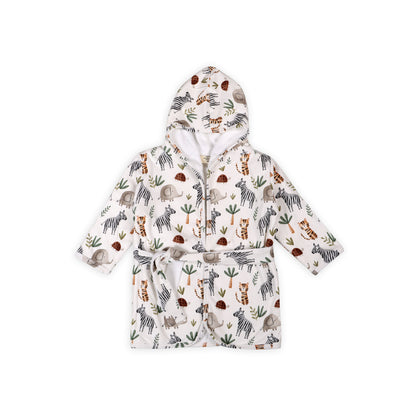 Savannah Animal Organic Cotton Hooded Baby Bathrobe - Twinkle Twinkle Little One
