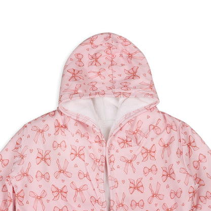 Pink Bows Organic Cotton Hooded Baby Bathrobe - Twinkle Twinkle Little One