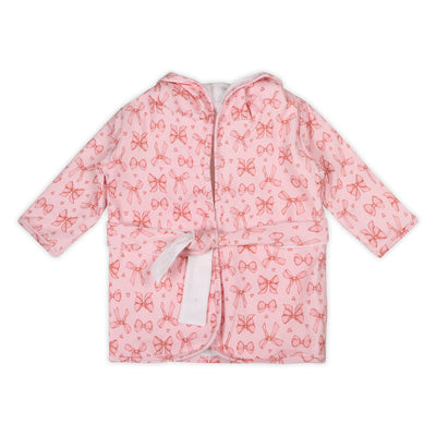 Pink Bows Organic Cotton Hooded Baby Bathrobe - Twinkle Twinkle Little One