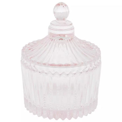 Pink Fluted Glass Jewelry Container
