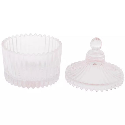 Pink Fluted Glass Jewelry Container