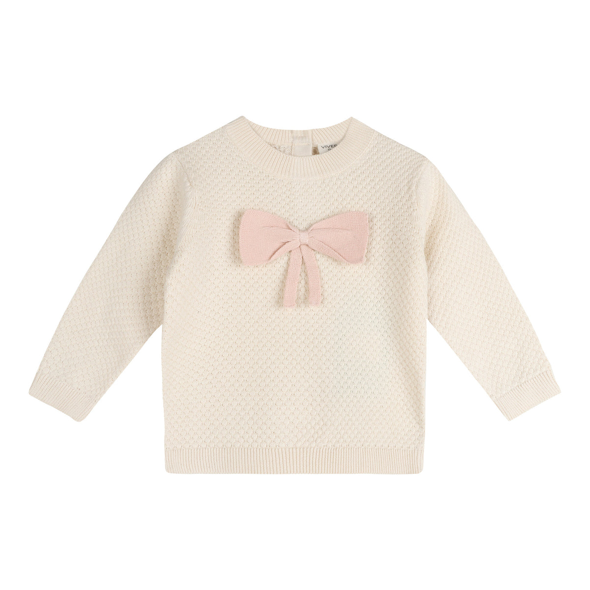 Ella Bow Organic Cotton Baby Sweater & Knit Legging Set – Ecru & Sweet Pink
