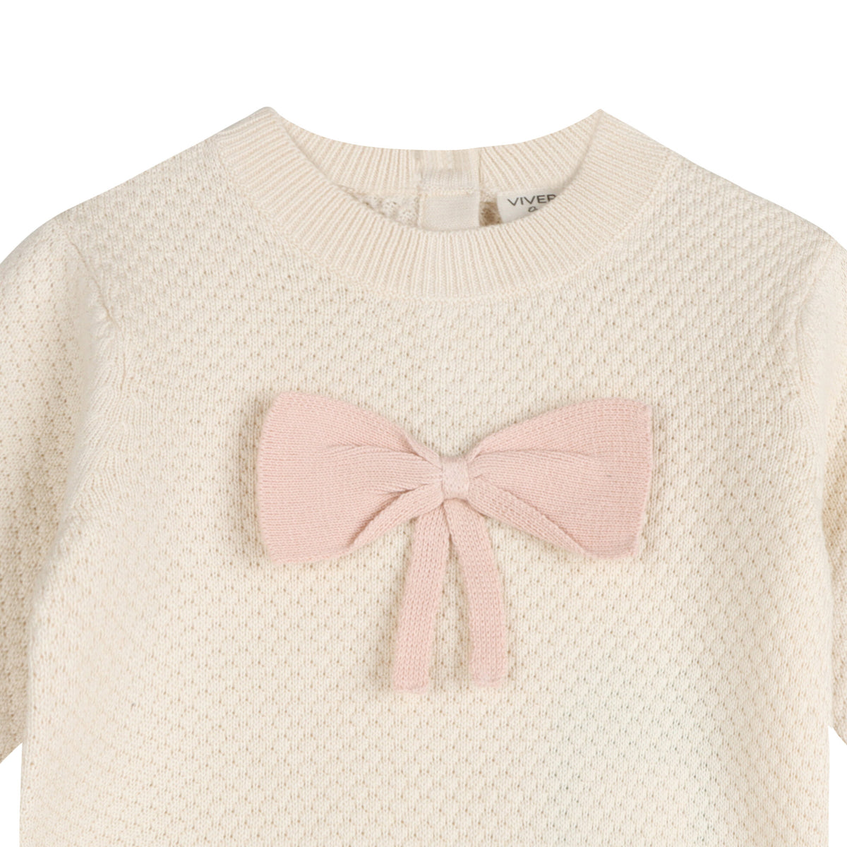 Ella Bow Organic Cotton Baby Sweater & Knit Legging Set – Ecru & Sweet Pink