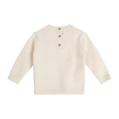 Ella Bow Organic Cotton Baby Sweater & Knit Legging Set – Ecru & Sweet Pink