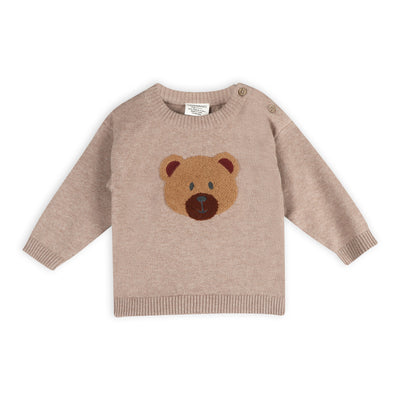 Bear Knit Baby Pullover & Pant Set (Organic Cotton) - Marl Brown