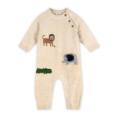 Safari Animals Baby Knit Jumpsuit (Organic Cotton)
