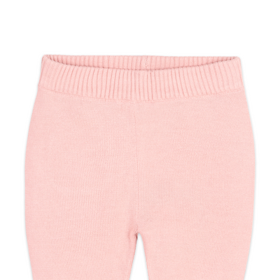 Ella Bow Organic Cotton Baby Sweater & Knit Legging Set – Ecru & Sweet Pink