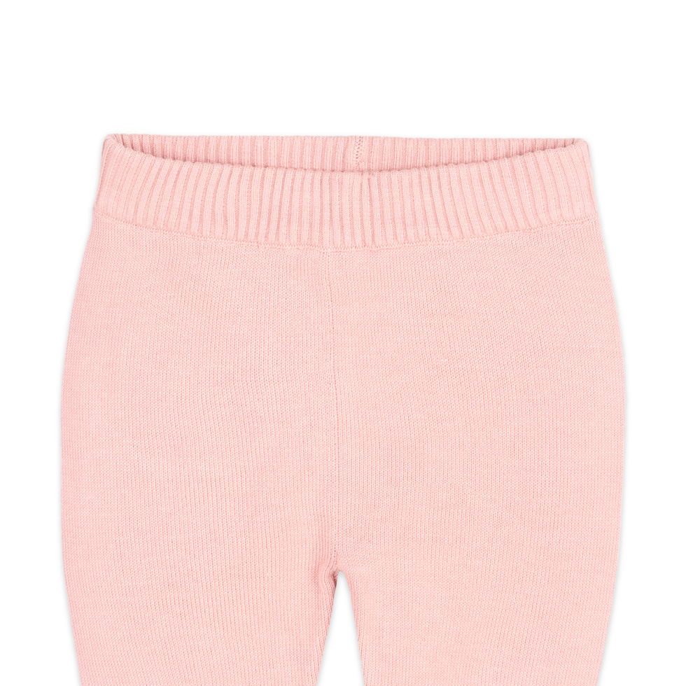 Ella Bow Organic Cotton Baby Sweater & Knit Legging Set – Ecru & Sweet Pink