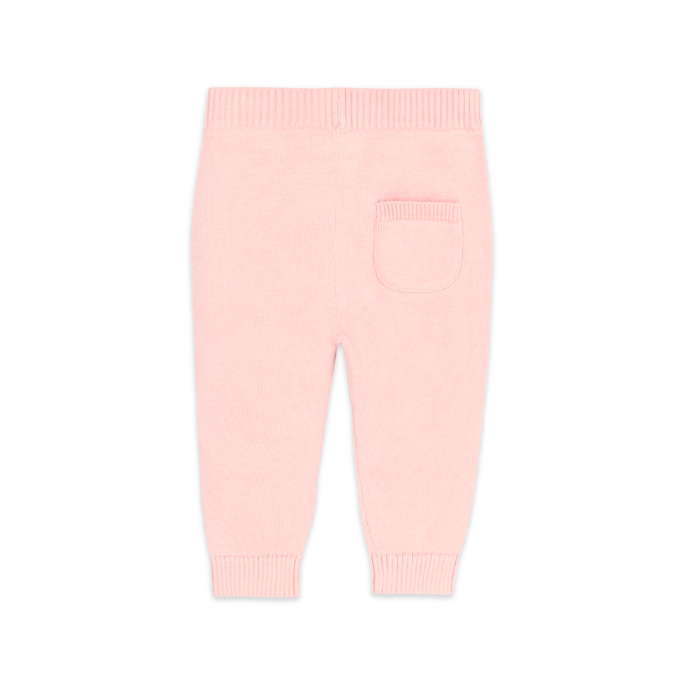 Ella Bow Organic Cotton Baby Sweater & Knit Legging Set – Ecru & Sweet Pink