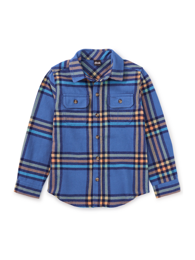 Bleu Plaid Flannel Button Up Shirt