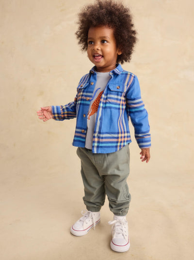 Bleu Plaid Flannel Button Up Shirt