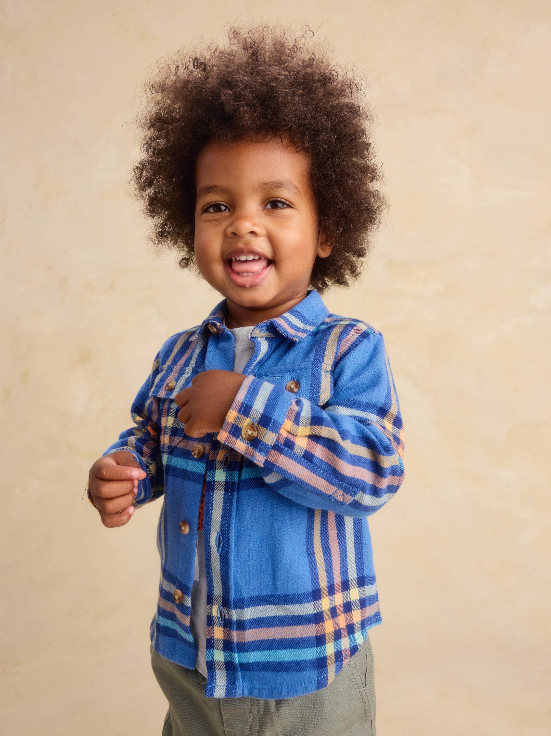 Bleu Plaid Flannel Button Up Shirt