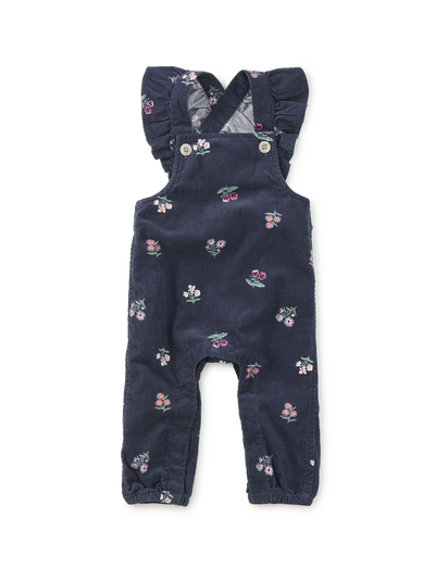 Midnight Posy Corduroy Ruffle Baby Overalls