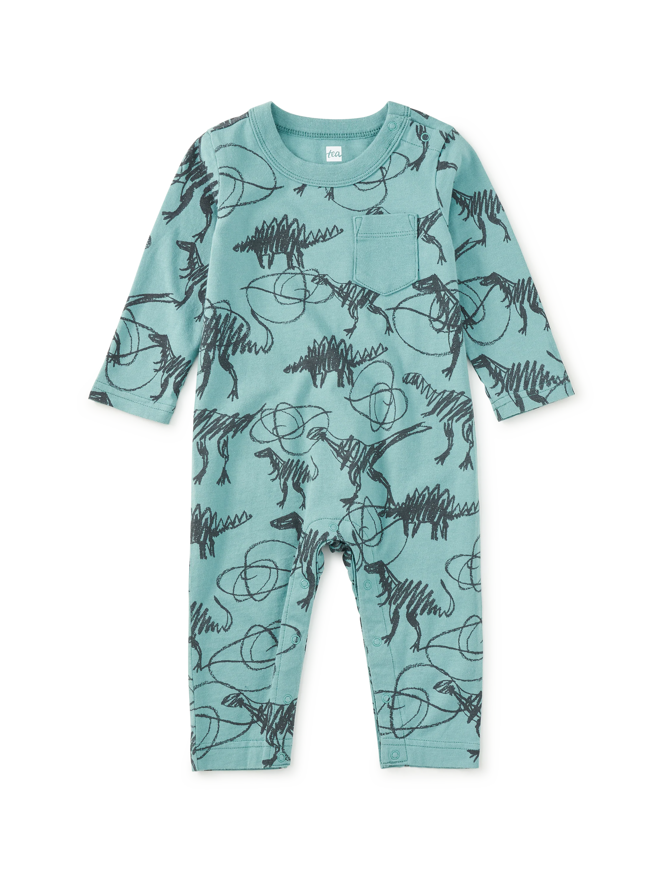 Scribbled Dinosaurs Long Sleeve Baby Romper