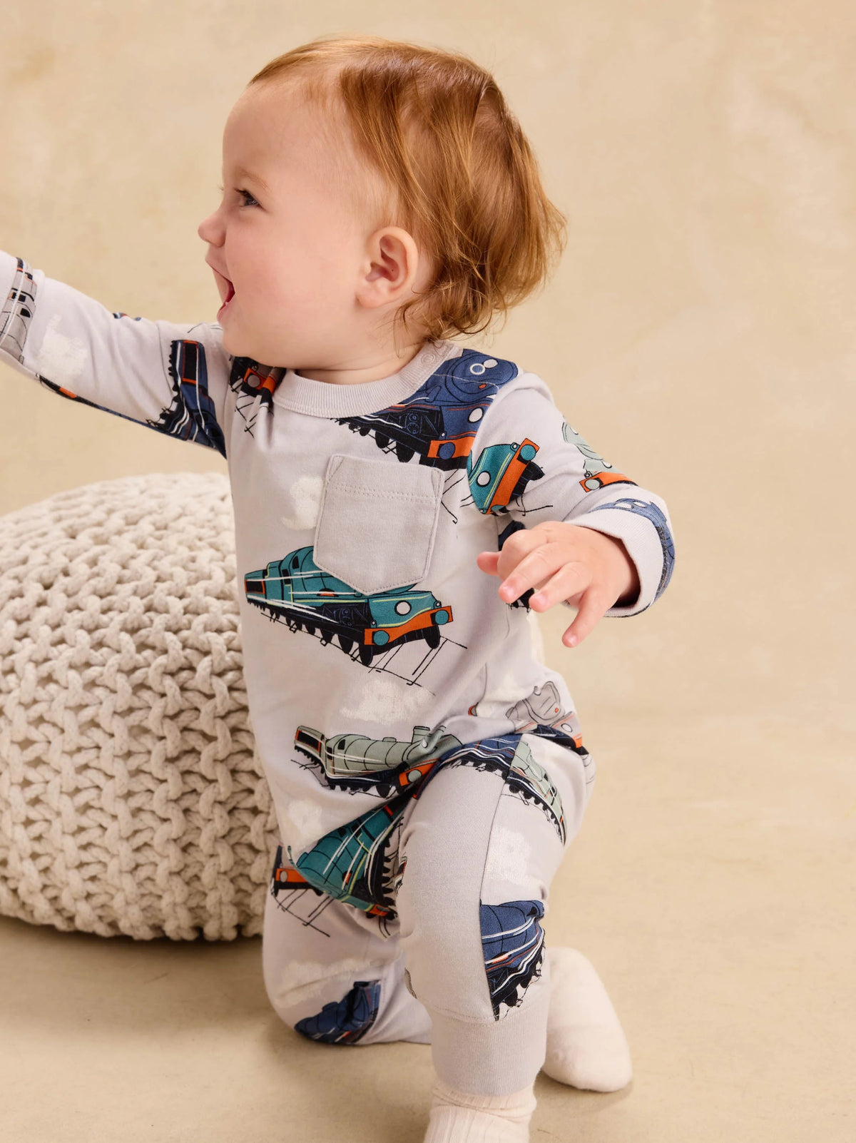 Great Railway Journey Long Sleeve Pocket Baby Romper