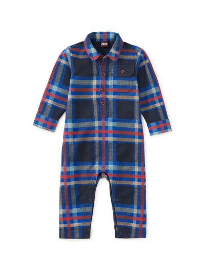 Windsor Hearth Plaid Collared Baby Romper