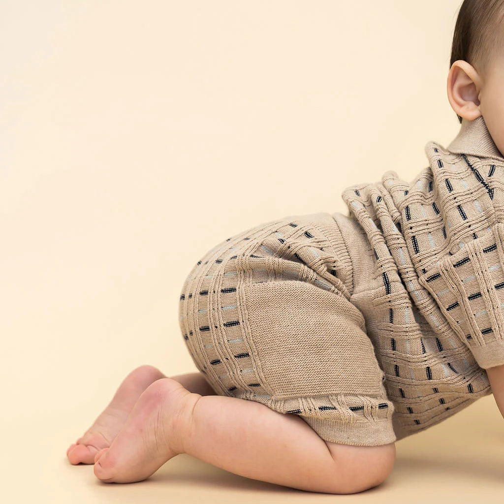 Henry Textured Baby Polo Sweater Shirt & Shorts Set (Organic Cotton)