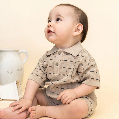 Henry Textured Baby Polo Sweater Shirt & Shorts Set (Organic Cotton)