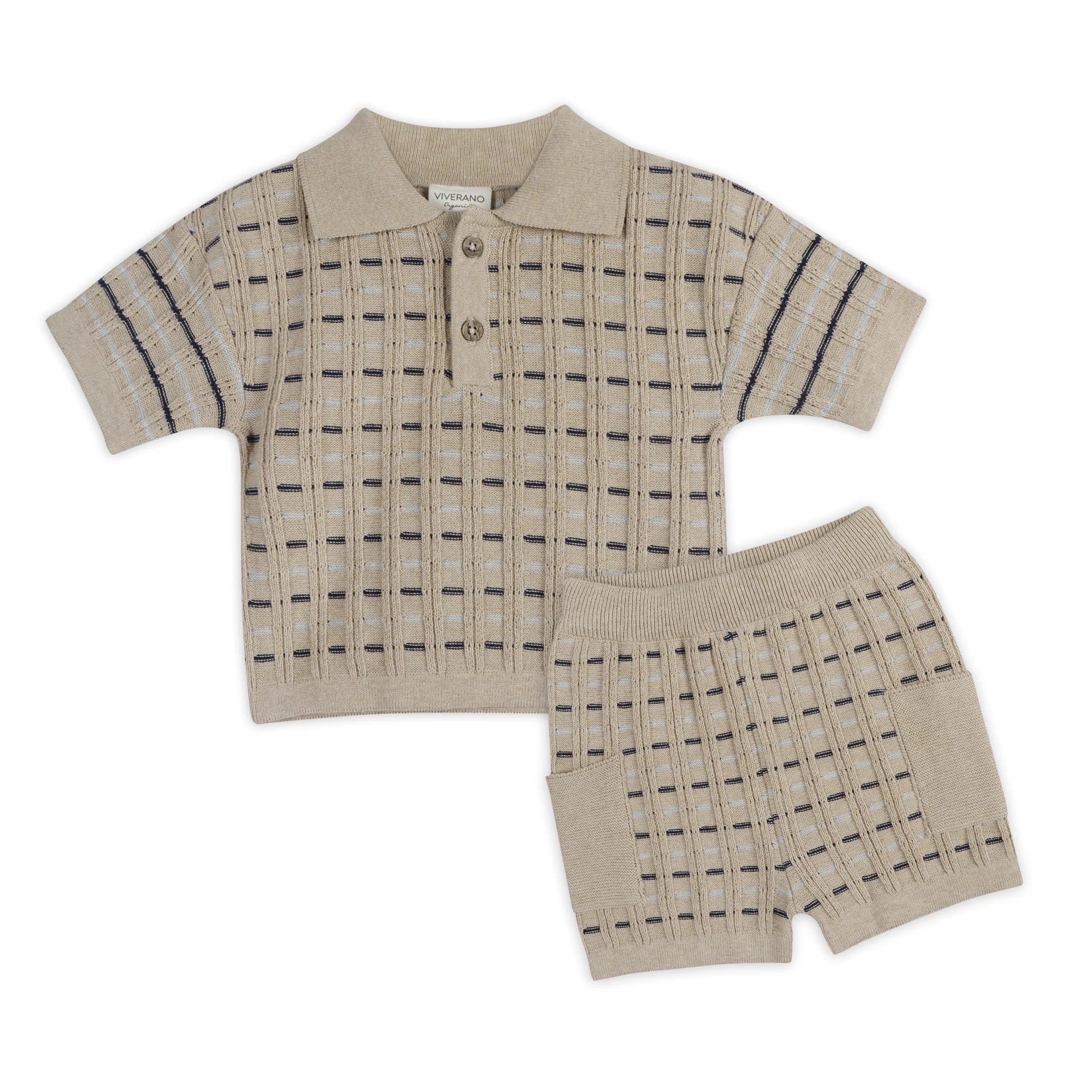 Henry Textured Baby Polo Sweater Shirt & Shorts Set (Organic Cotton)