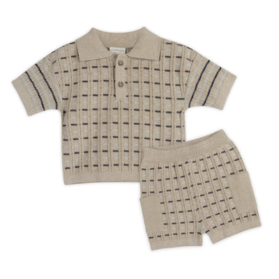 Henry Textured Baby Polo Sweater Shirt & Shorts Set (Organic Cotton)