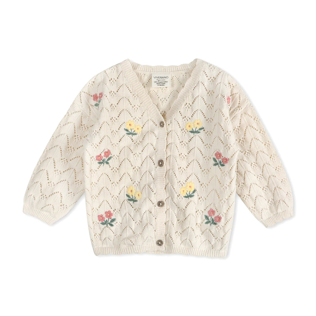 Hazel Floral Textured Baby Kit Cardigan (Organic Cotton)