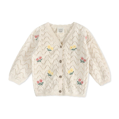 Hazel Floral Textured Baby Kit Cardigan (Organic Cotton)