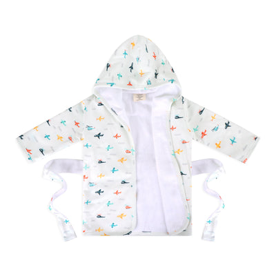 Planes Baby Hooded Organic Jersey Bathrobe