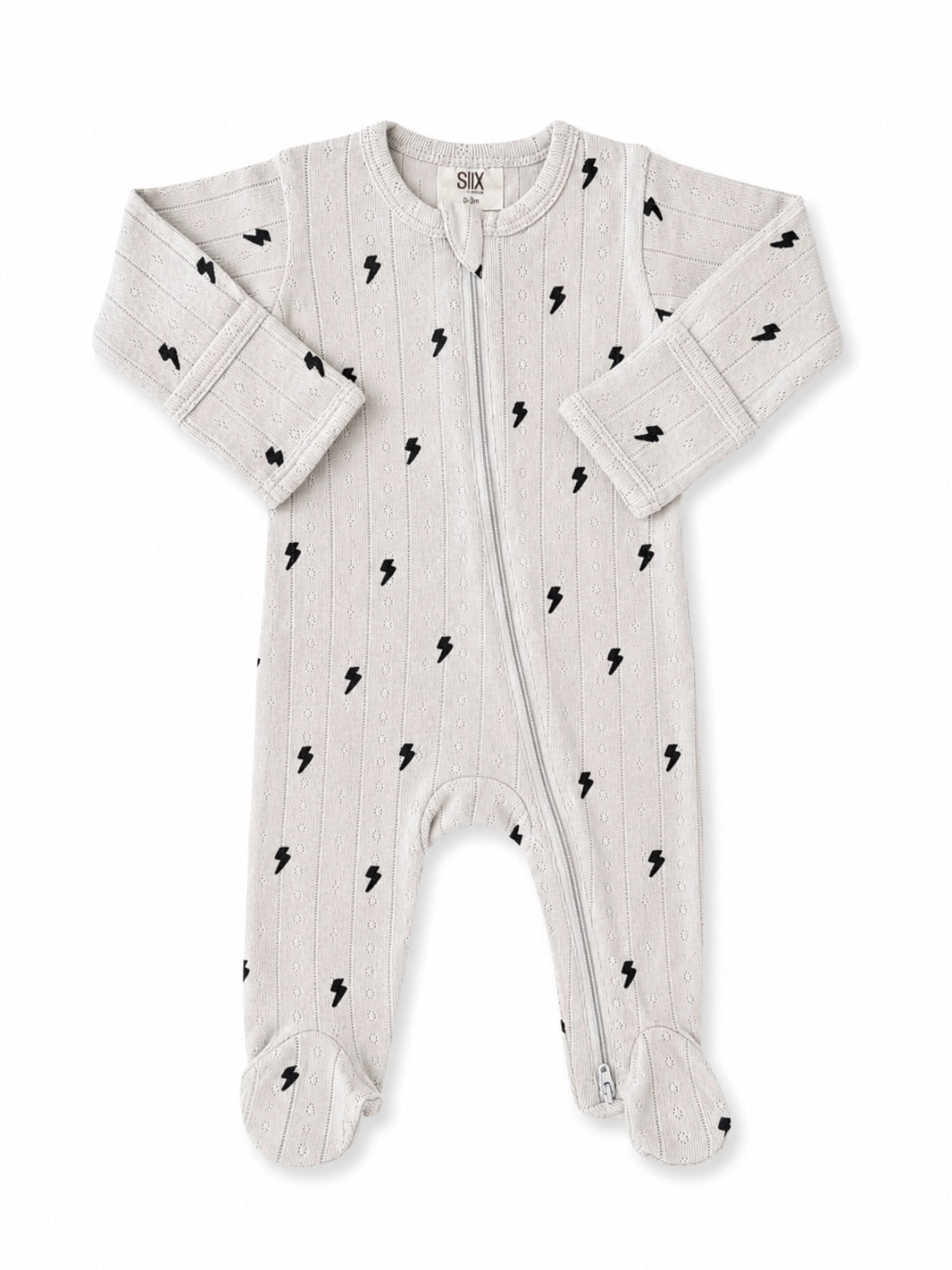 Lightning Bolts Organic Pointelle 2-Way Zip Footie