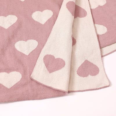 Hearts Reversible Sweater Knit Baby Blanket Organic Cotton - Twinkle Twinkle Little One