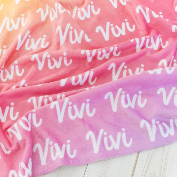 Sugar + Maple Plush Minky Fleece Personalized Blanket | Pink Ombre - Twinkle Twinkle Little One