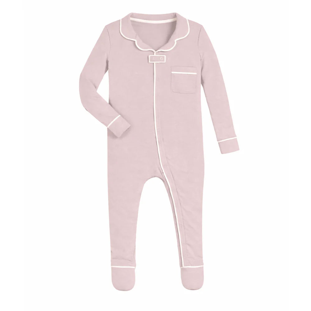 ZIPPER FOOTIE W/ COLLAR - LIGHT PINK