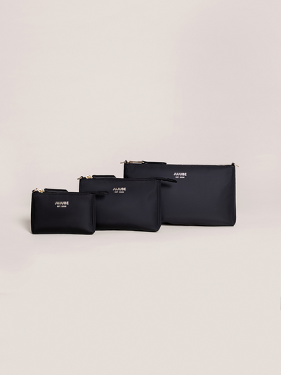 3-PIECE POUCH CLUTCH PURSE SET - BLACK - Twinkle Twinkle Little One