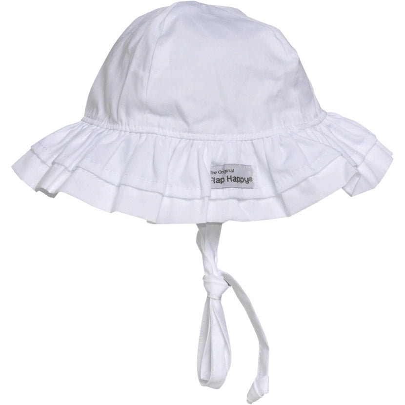 White Baby UPF50+ Girls Double Ruffle Sun Hat