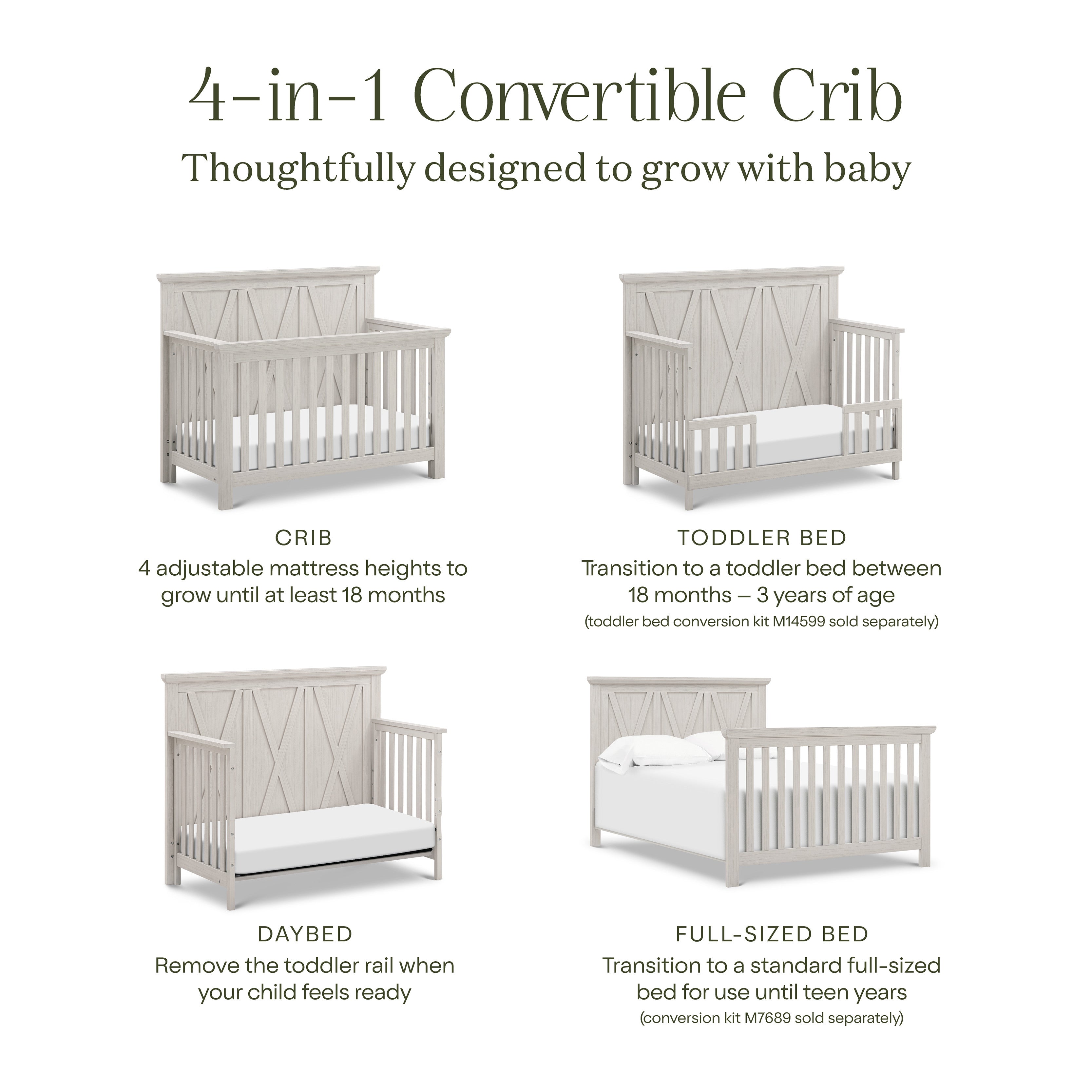 Monogram by Namesake Emory Farmhouse 4-in-1 Convertible Crib