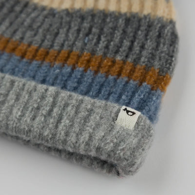 Multi Stripe Scandi Pom Hat - Dusty Blue