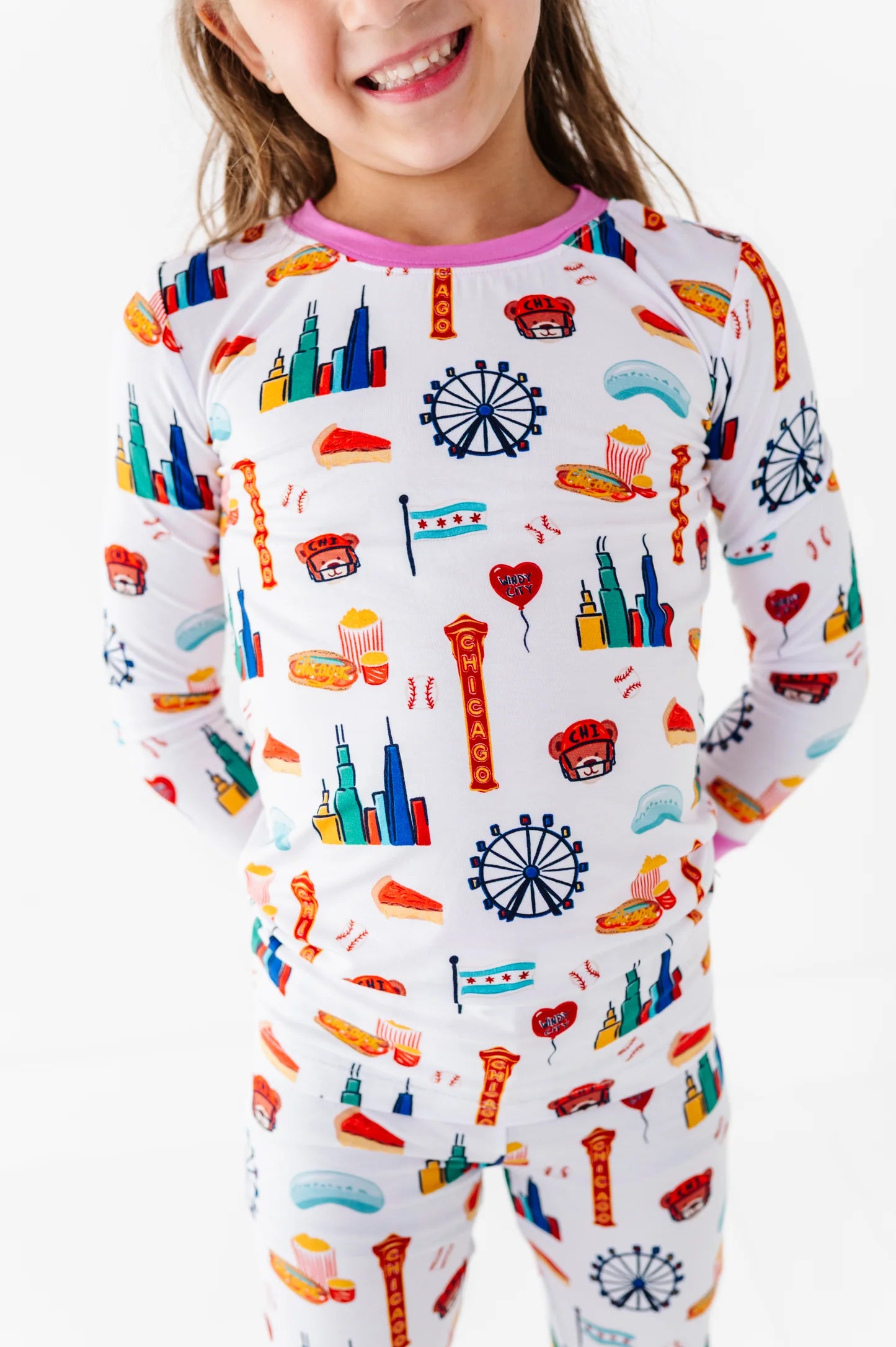 Sweet Home Chicago Kids Pajamas - Pink