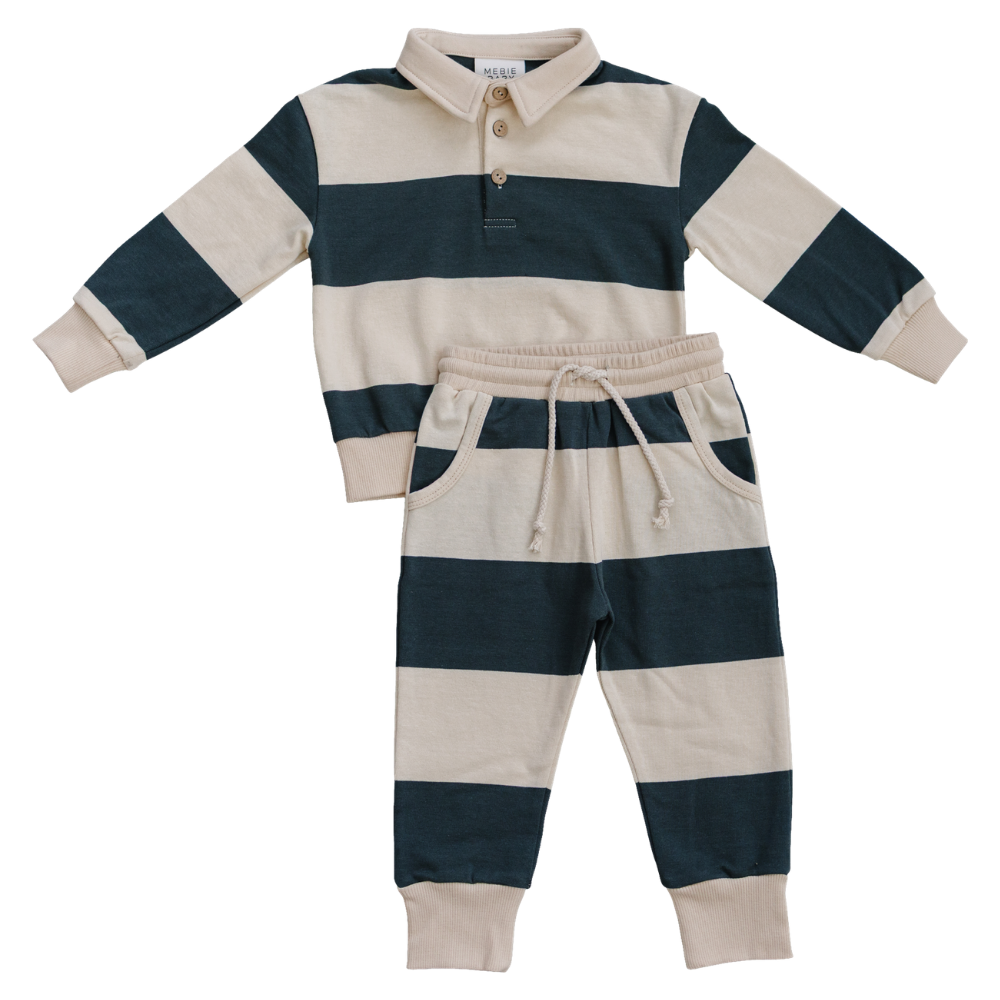 Green Stripe Collard French Terry Set