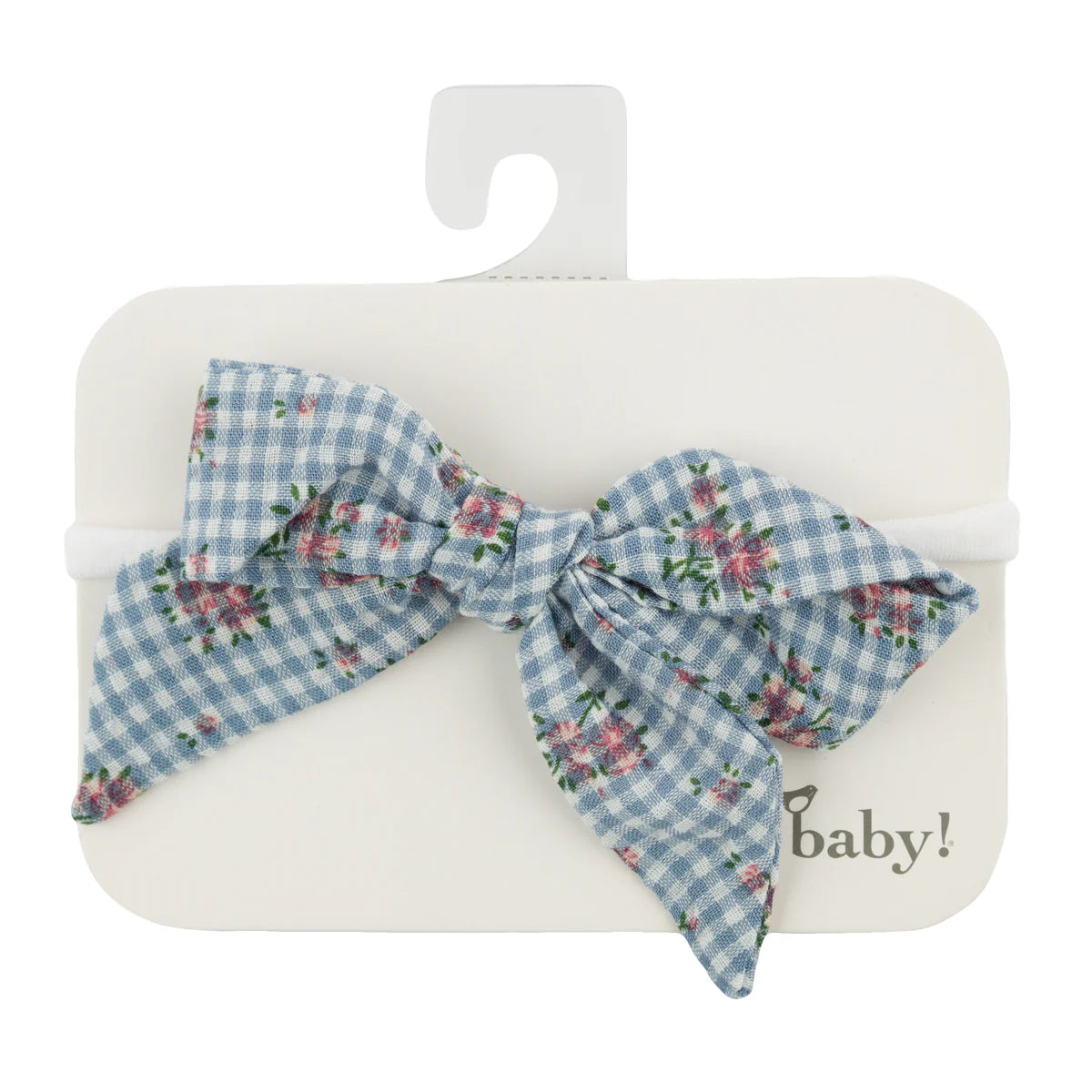 Denim Nylon Headband - Dahlia Floral Print Bow