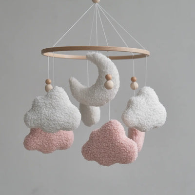 Boucle Clouds Baby Mobile - Pink/White