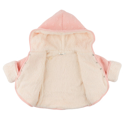 Pucker Heart Winter Snowdrift Hoodie Jacket with Cream Lining - Pale Pink - Twinkle Twinkle Little One