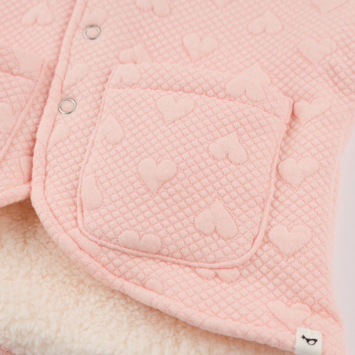 Pucker Heart Winter Snowdrift Hoodie Jacket with Cream Lining - Pale Pink