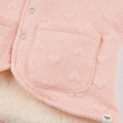 Pucker Heart Winter Snowdrift Hoodie Jacket with Cream Lining - Pale Pink - Twinkle Twinkle Little One