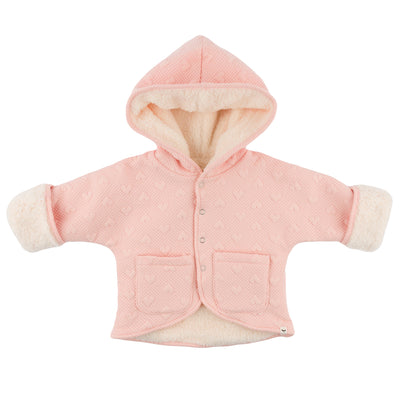 Pucker Heart Winter Snowdrift Hoodie Jacket with Cream Lining - Pale Pink - Twinkle Twinkle Little One