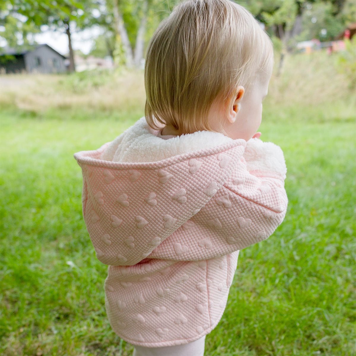 Pucker Heart Winter Snowdrift Hoodie Jacket with Cream Lining - Pale Pink