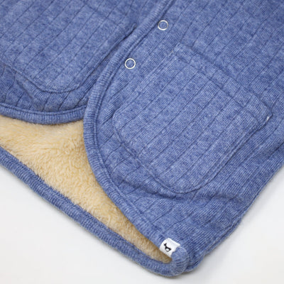 Wide Rib Sweater Knit Winter Snowdrift Jacket - Blue Heather, Biscuit Lining - Twinkle Twinkle Little One